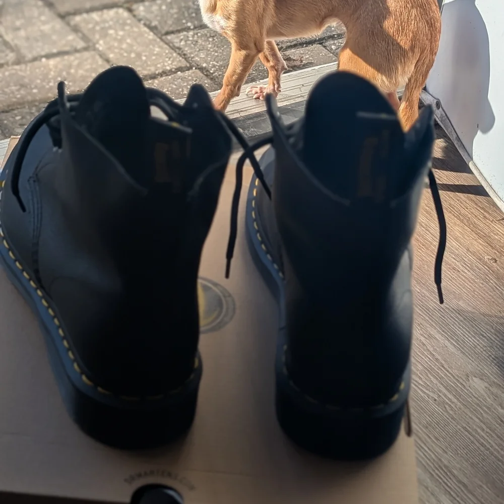 Dr. Martens Black Boots with Yellow Stitching - Picture 3 of 3